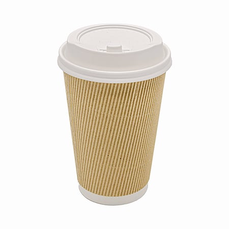 Karat Ripple Hot Cups, 16 oz, Kraft/White, 500PK C-KRC516